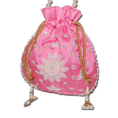 "Designer Beads Potli (Pink color) -12010-001 - Click here to View more details about this Product